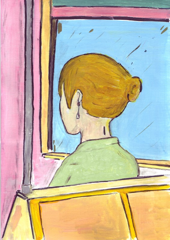 Girl On Bus illustration