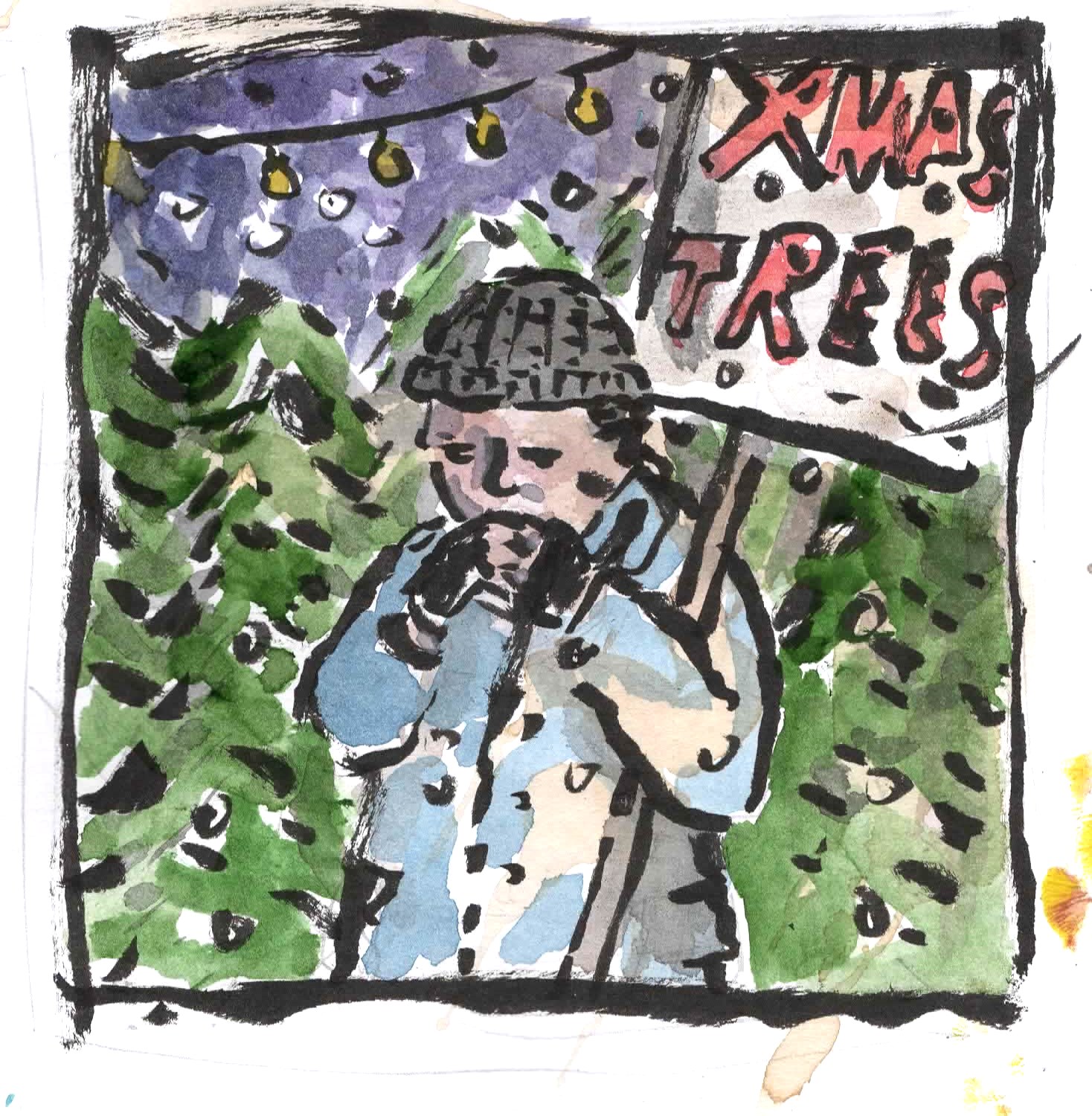 Christmas tree man illustration